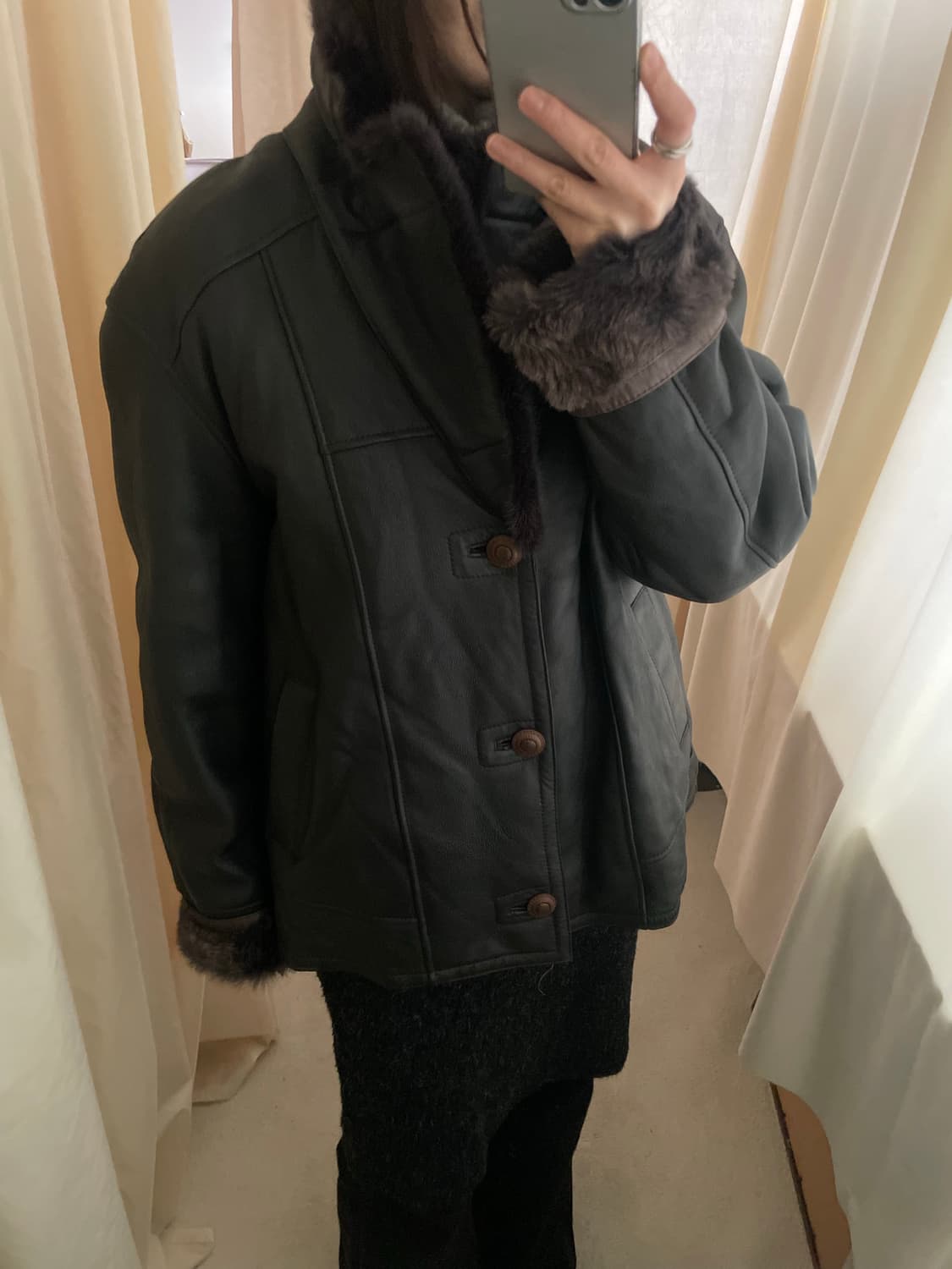 mink collar sheepskin mouton jacket 상품이미지9