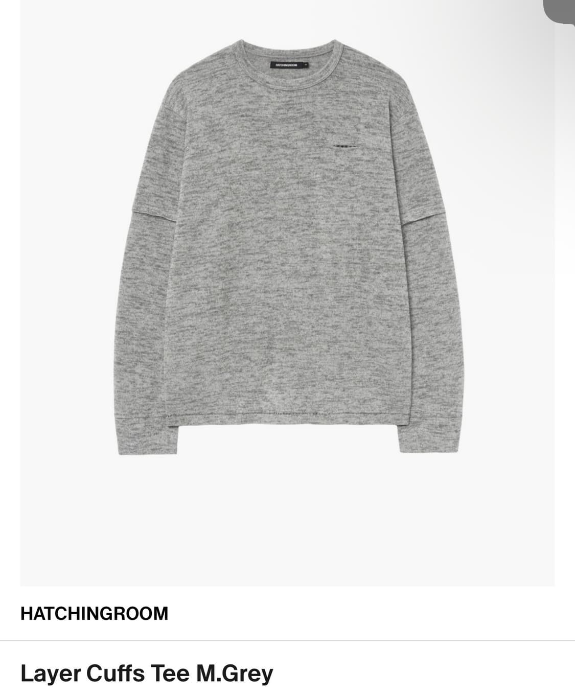 해칭룸 레이어 커프스 티셔츠 그레이 3사이즈 상품이미지1