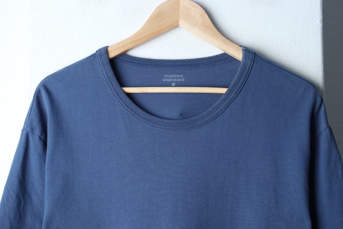 (L-XL) 무신사 스탠다드 반팔 티셔츠 무지 블루 기본-H32456 상품이미지3