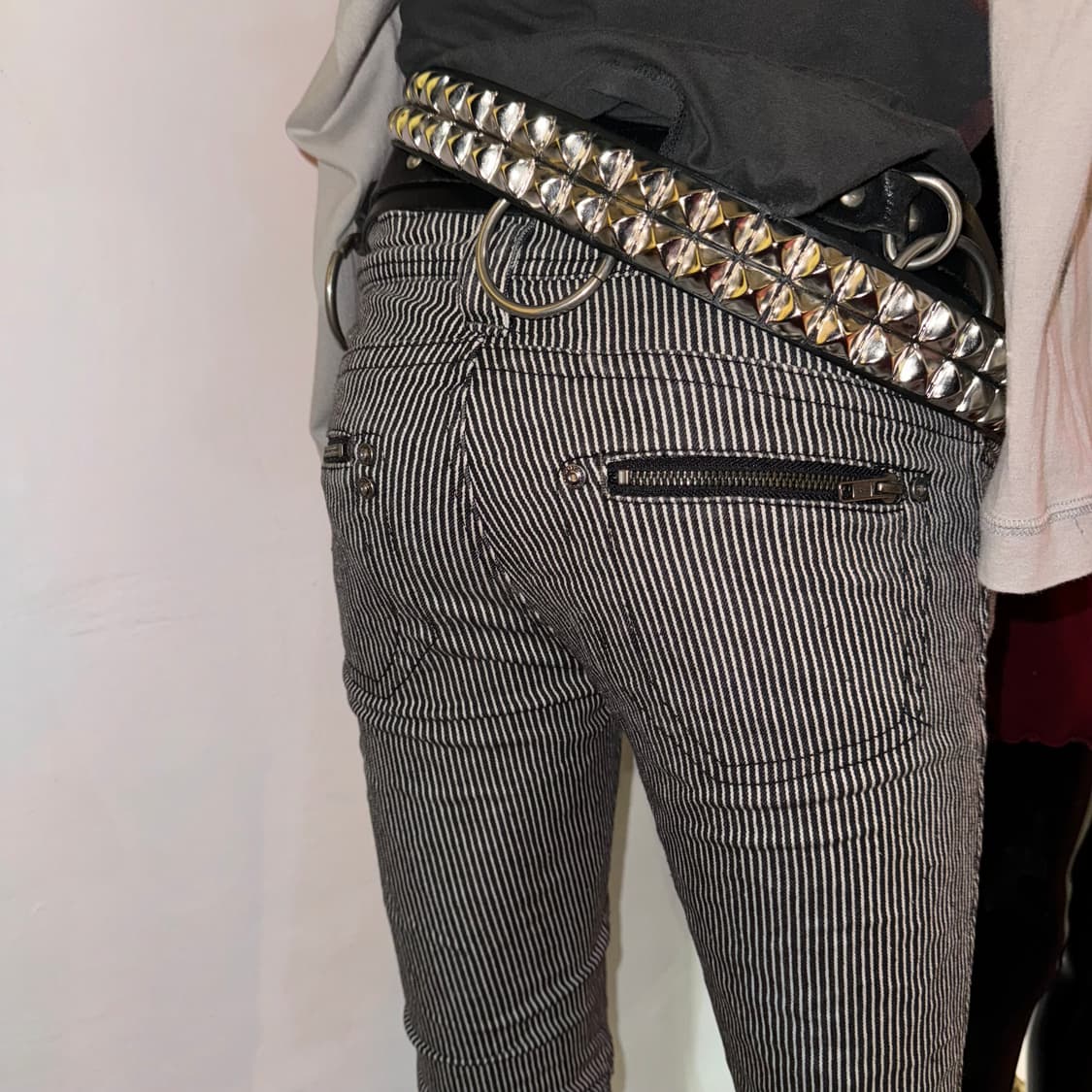 스트라이프 밑단 셔링 7부바지 상품이미지5