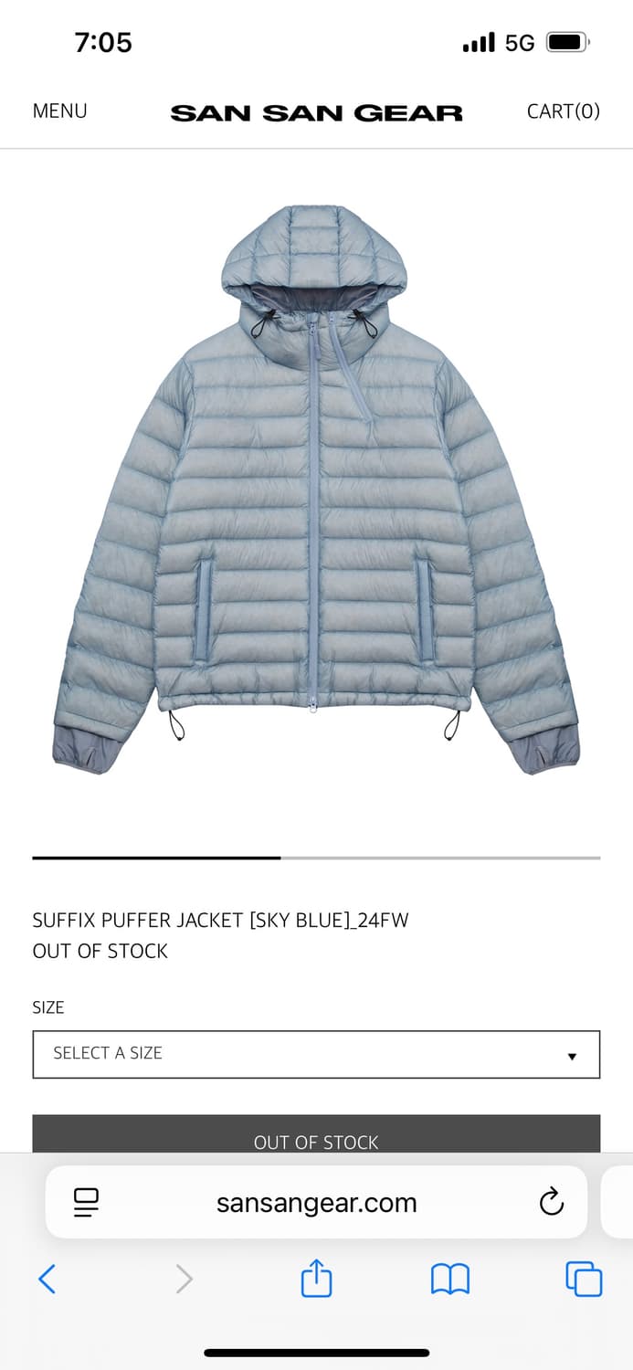 산산기어 SUFFIX PUFFER JACKET _24FW / 1 상품이미지1
