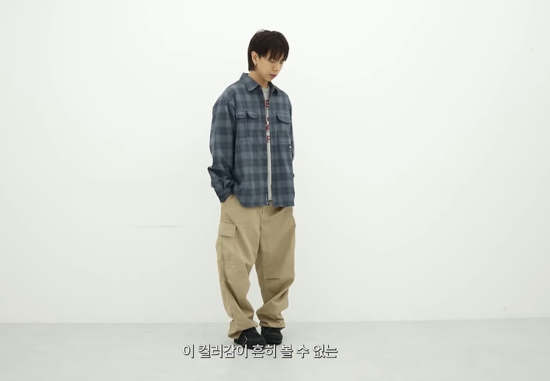 와일드띵스 체크 워크셔츠 빈티지 스틸블루 새상품 상품이미지2