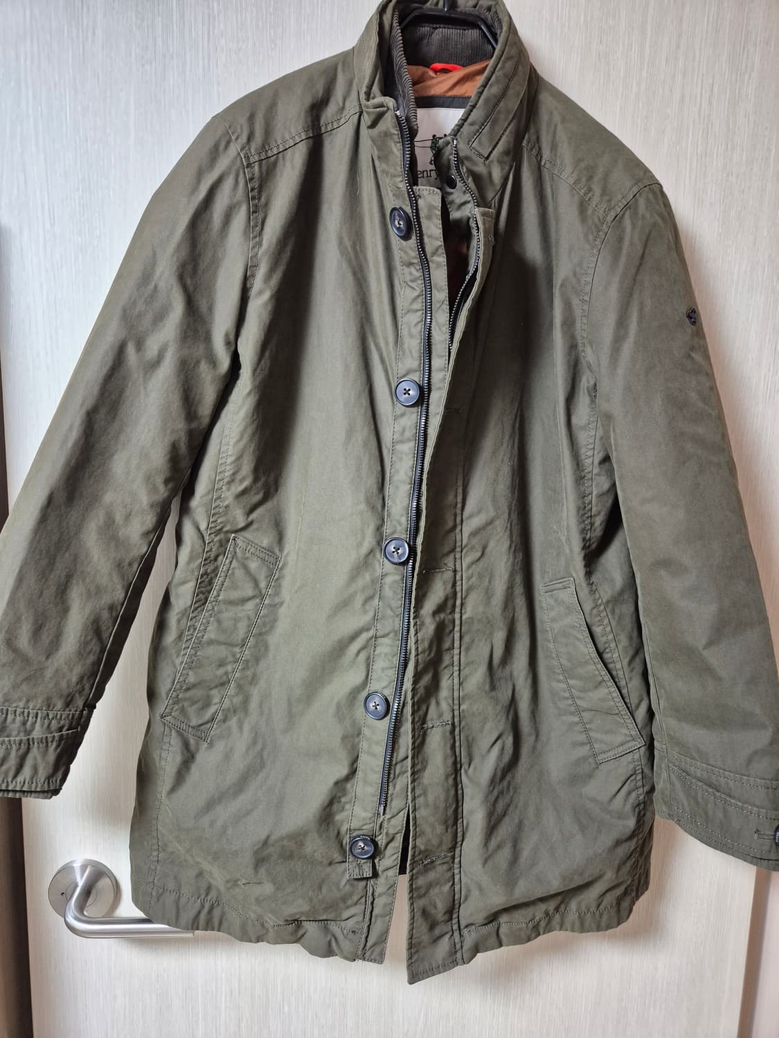 (21년) 새제품 헨리코튼 싱글코트 구스다운  카키 야상 점퍼 상품이미지1