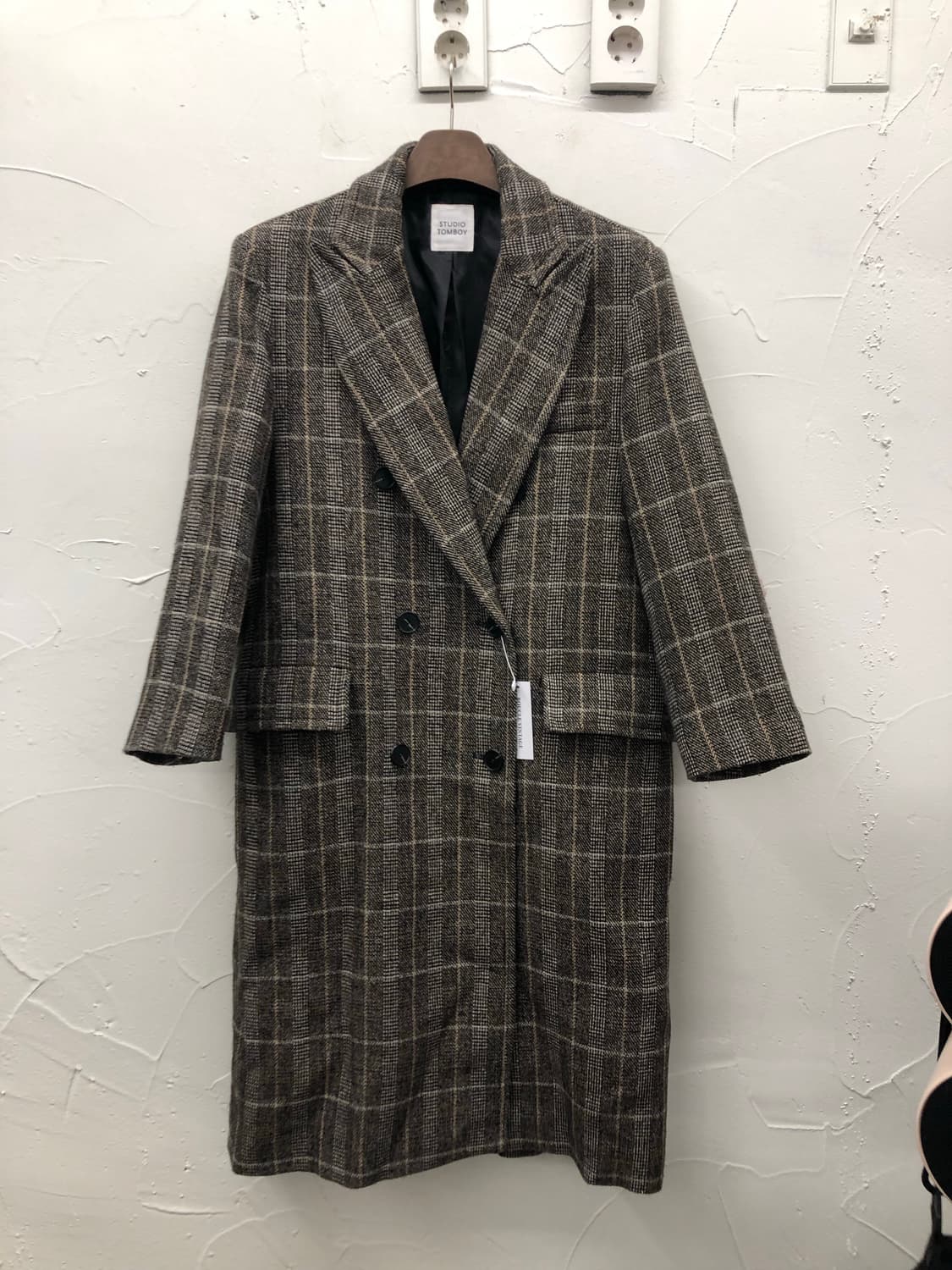 체크 더블 코트 상품이미지1