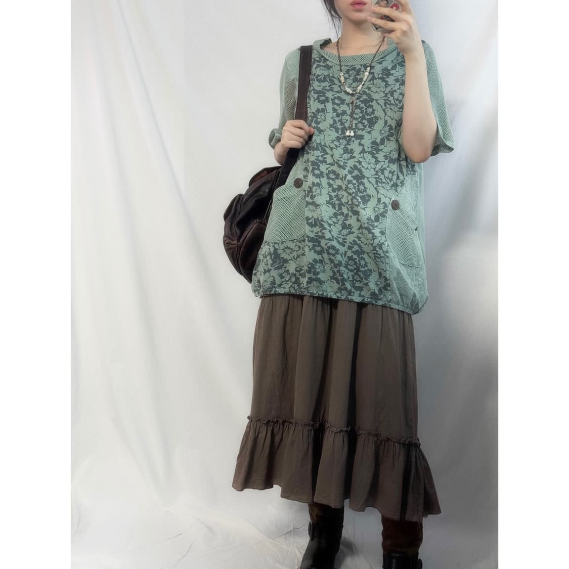패치 워크 포켓 디테일 원피스 2pcs SET 상품이미지1