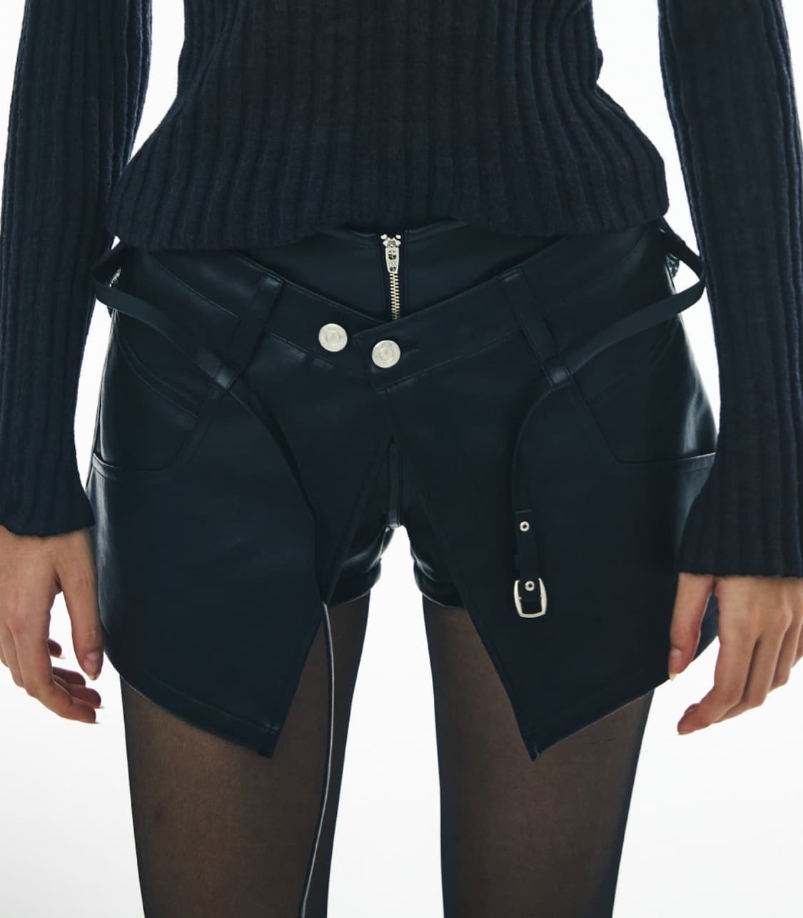 세터 피튼 레더 스커트 팬츠 오가닉 블랙 S 상품이미지1