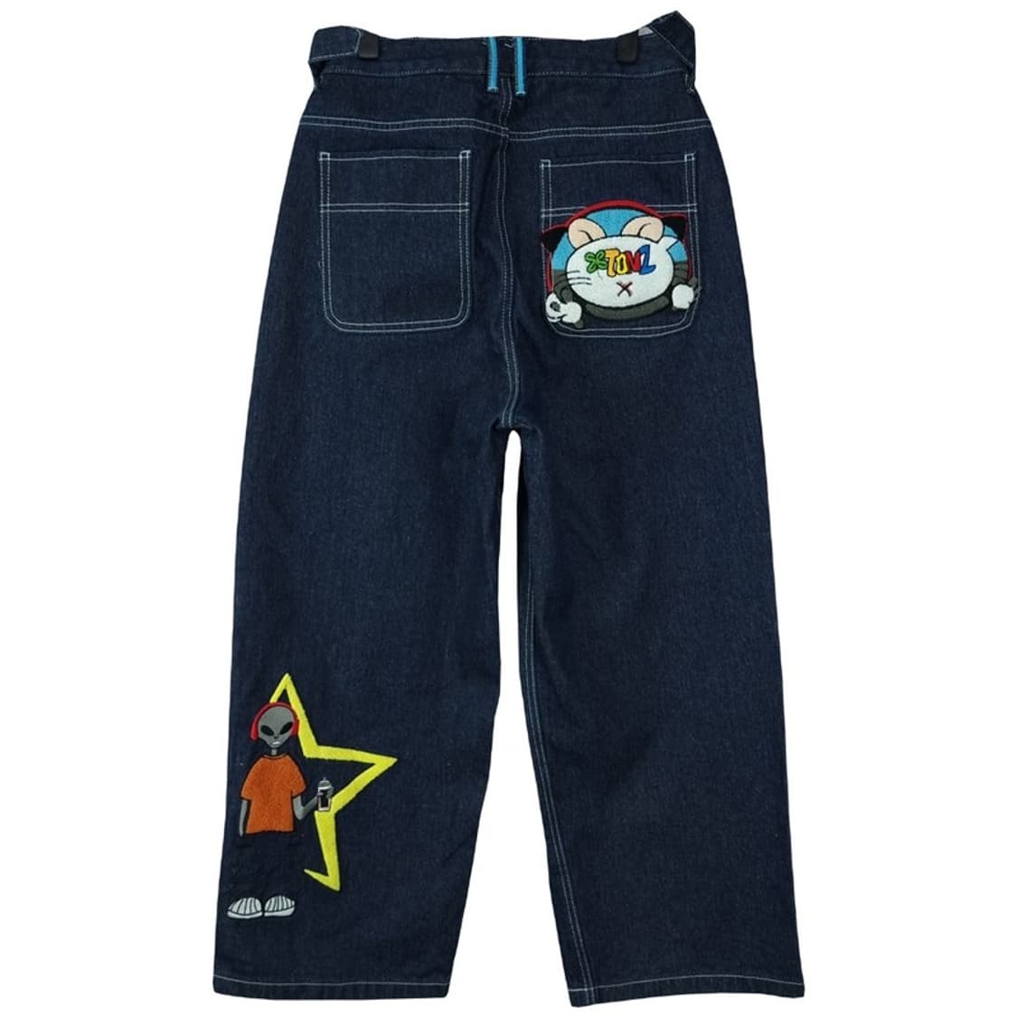 [엑스톤즈] 그래픽 자수 와이드 데님 팬츠 청바지 M19134 상품이미지3