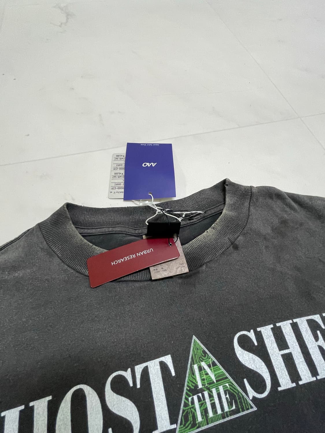 세인트 마이클 x 고스트 인 더 쉘 숏슬리브 티셔츠 블랙  상품이미지3