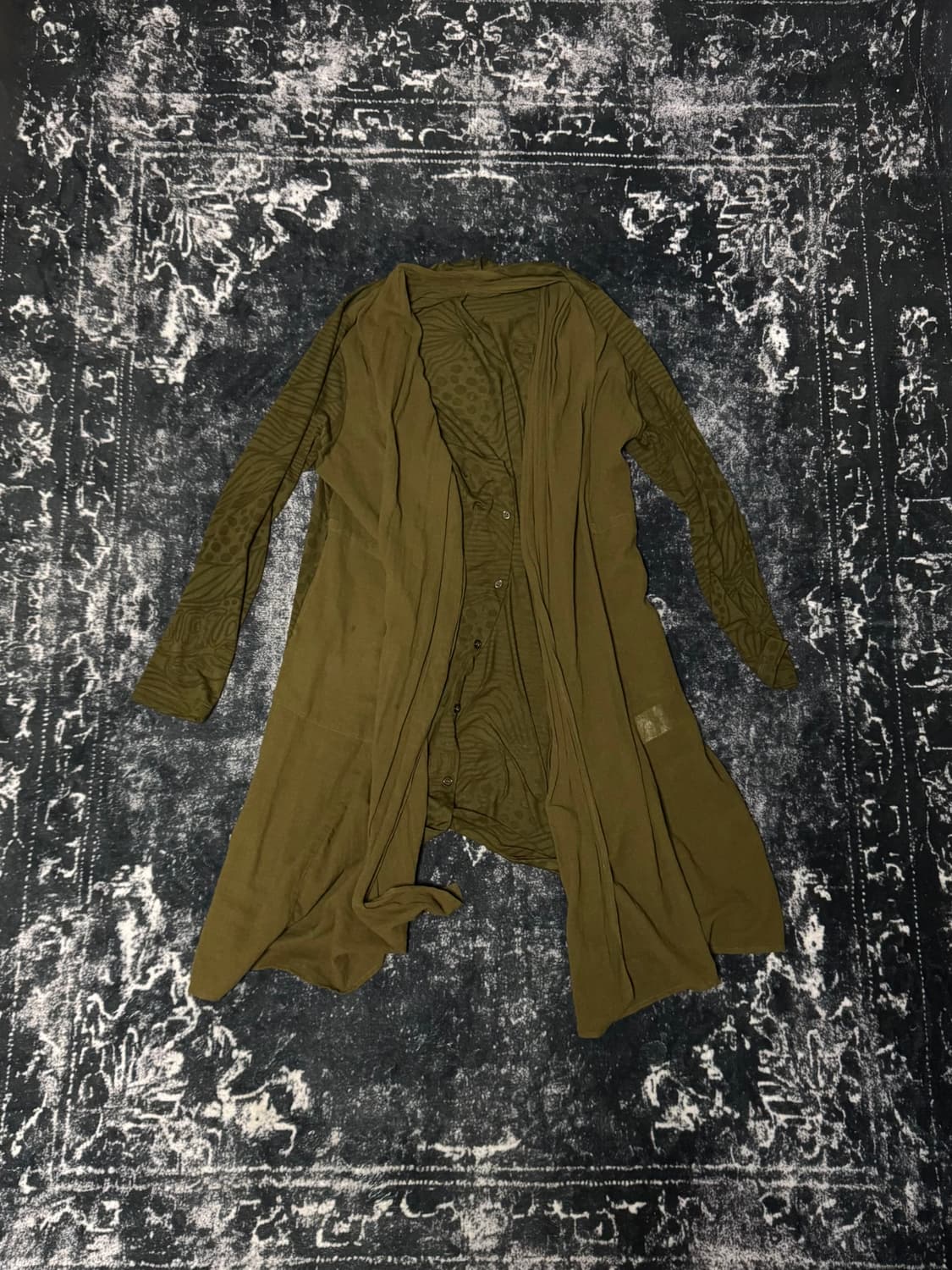 Vintage khaki long cardigan 상품이미지1
