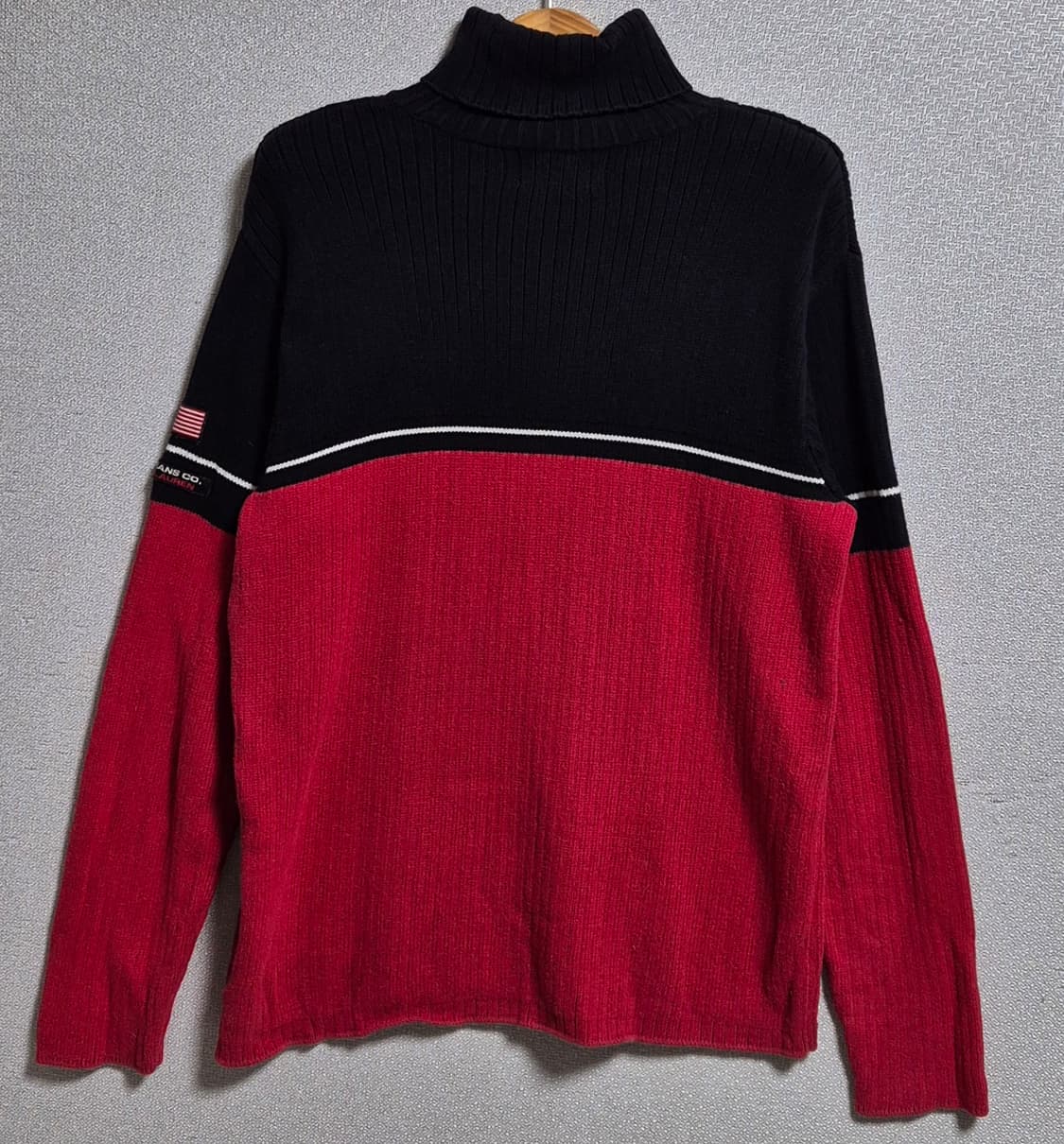M (95) 폴로랄프로렌 진스 코 블랙+레드 목폴라 코튼 니트  상품이미지2