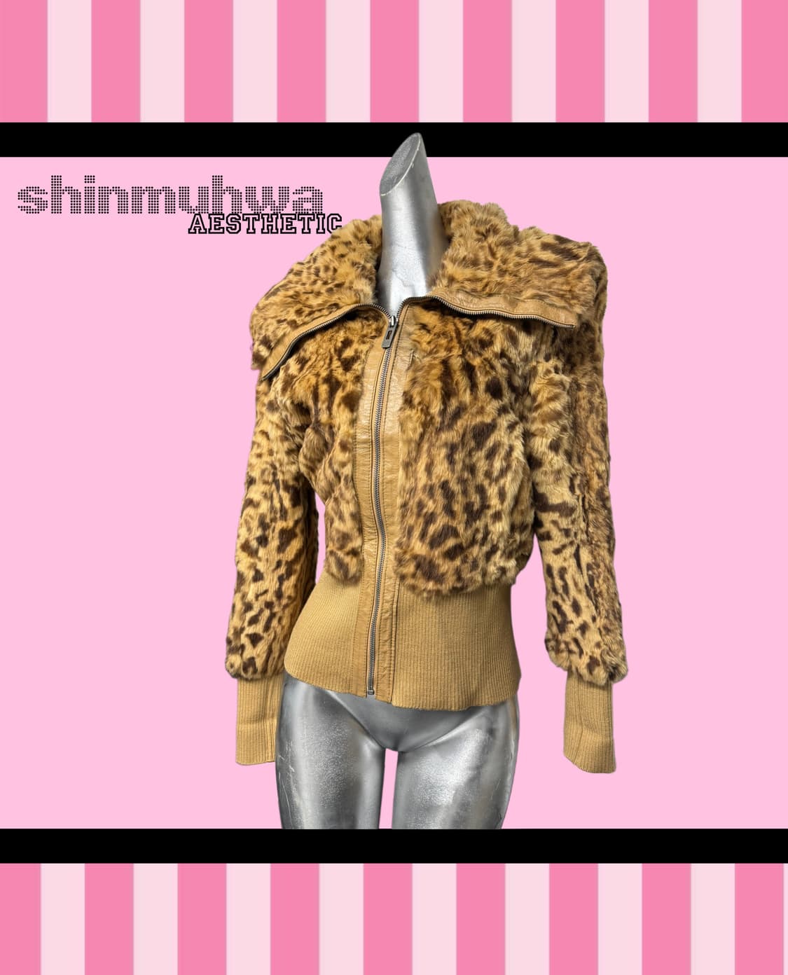 오네갸루 레오파드 레빗퍼 자켓  상품이미지2