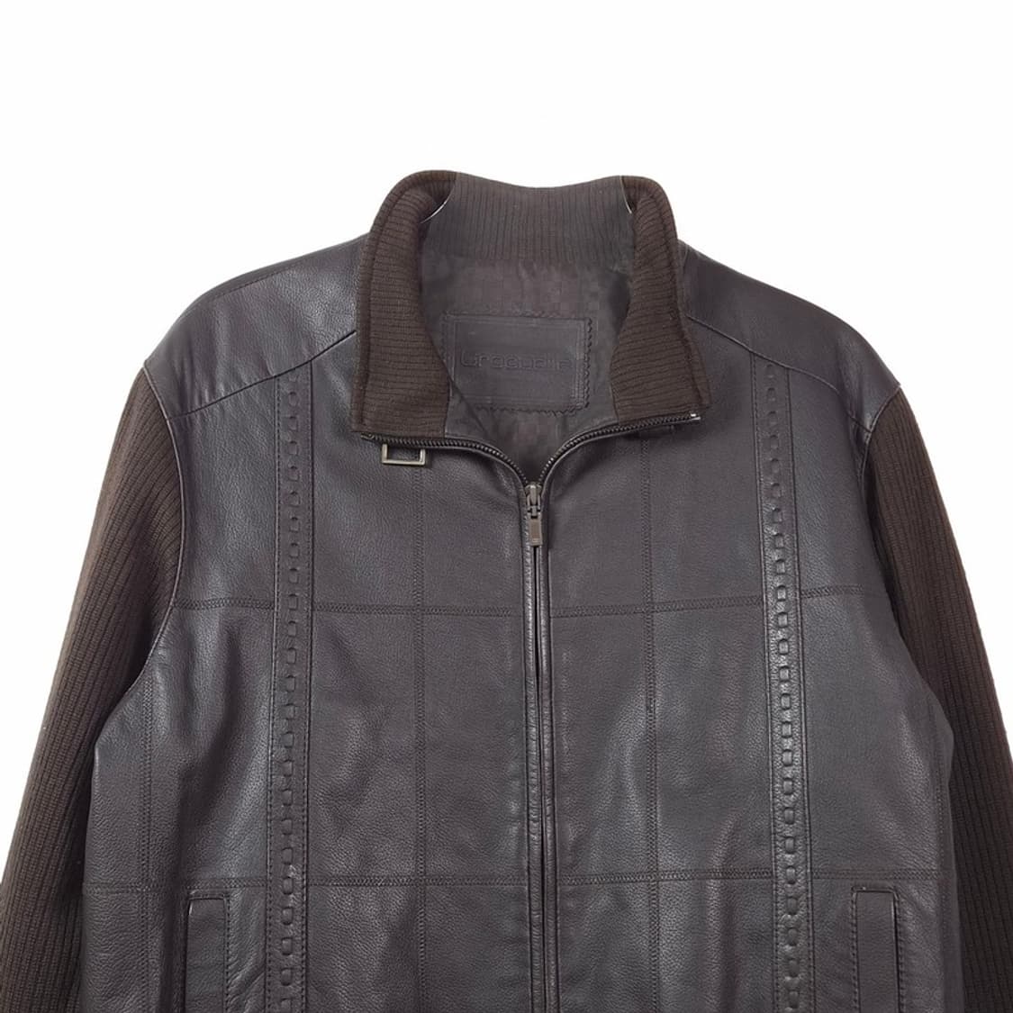 크로커다일 리얼 양가죽 니트 믹스 레더 자켓 M 상품이미지3