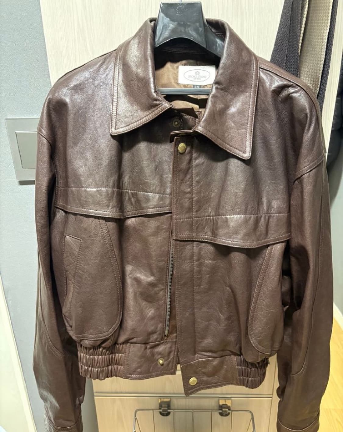 쏭스튜디오 가죽자켓 34 브라운입니다 상품이미지1