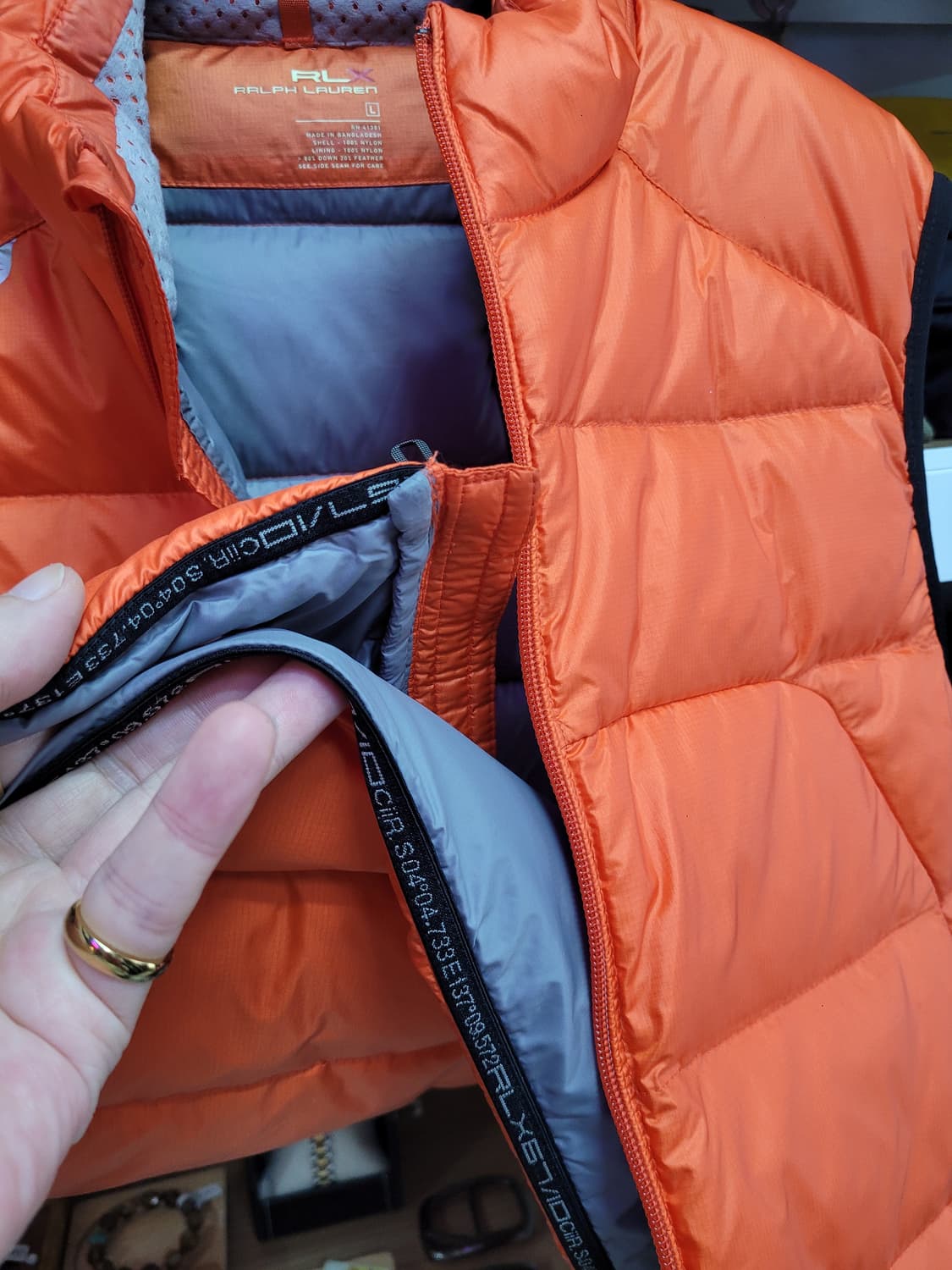 RLX 폴로 랄프로렌 오렌지 패딩 조끼 (오리털) 상품이미지7