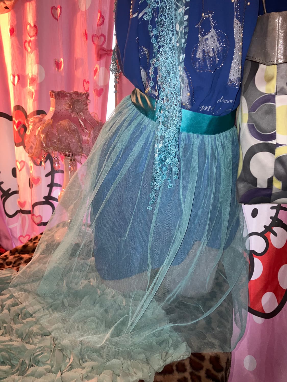 jpn 민트 블루 시어 에이프런 상품이미지1