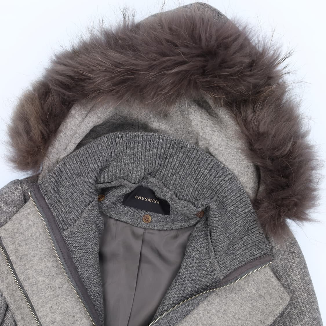 [55] 쉬즈미스 여성 너구리털 울 롱코트 1204HR1 상품이미지5