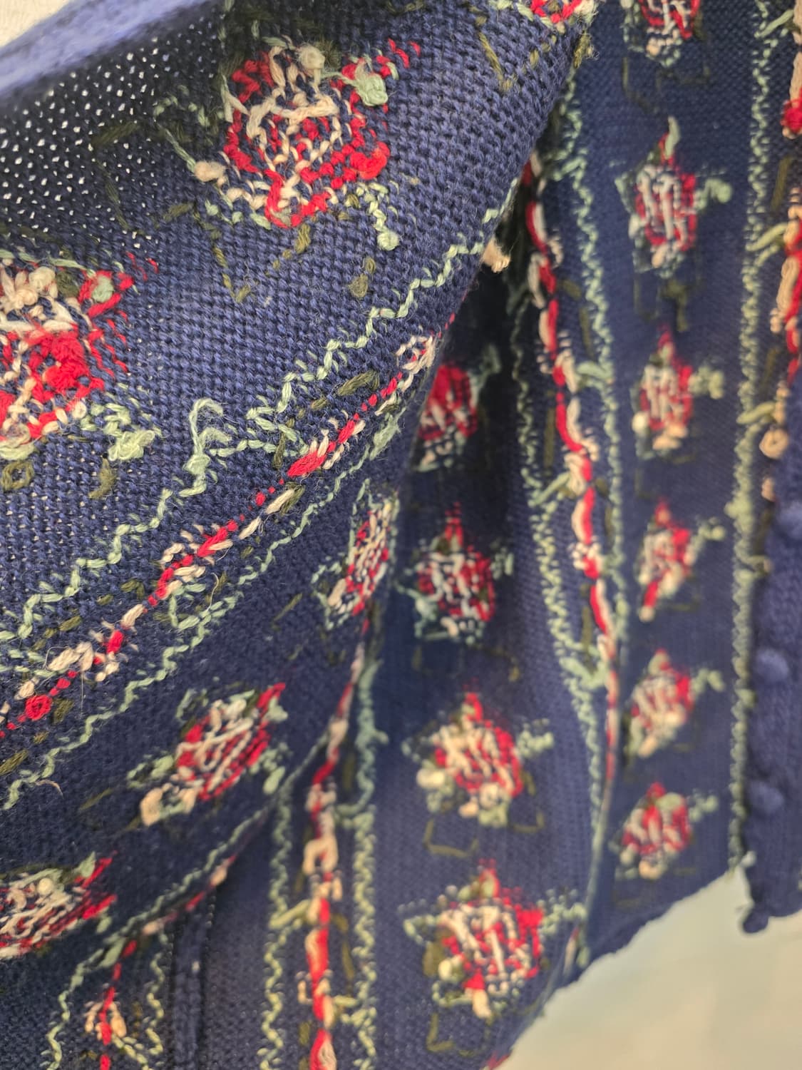 빈티지 로즈 패턴 네이비 니트 가디건  자켓 상품이미지5