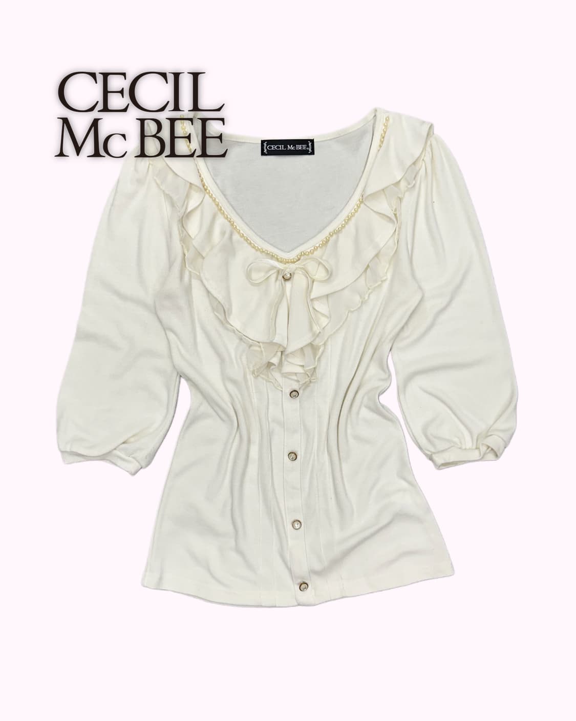 ivory ruffle ribbon blouse 상품이미지1