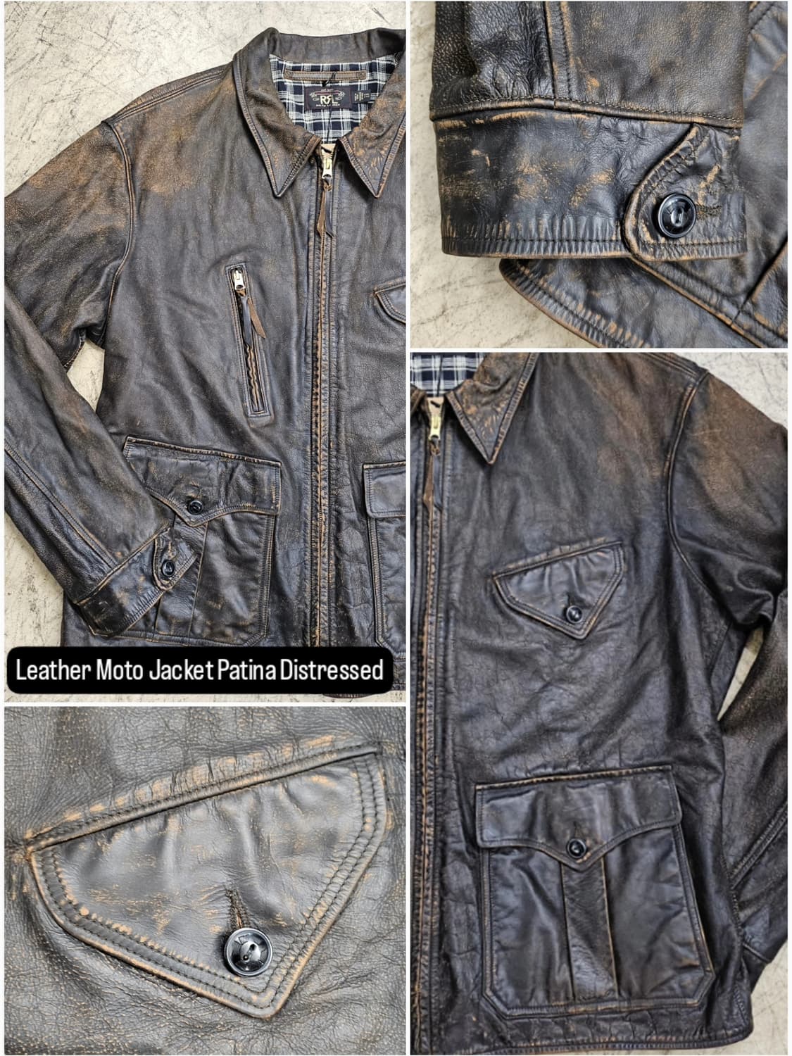 Double RL Leather Moto Jacket. 상품이미지4