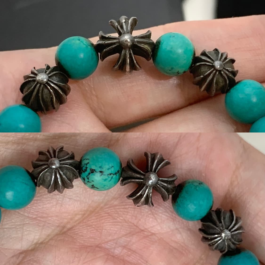 [8mm]크롬하츠 비즈 터키석 구슬 팔찌 실버 상품이미지3