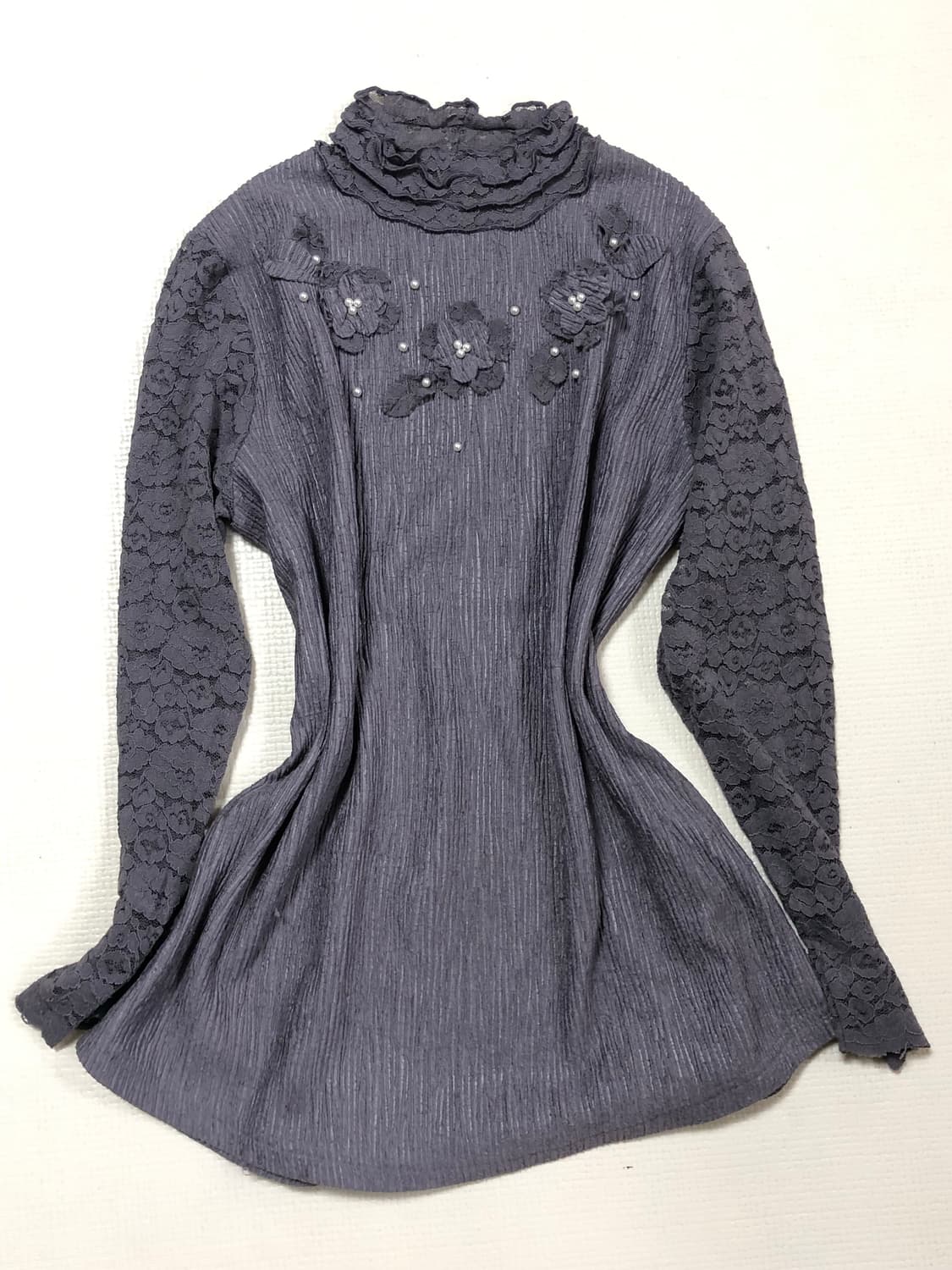 빈티지 퍼플 그레이 플라워 탑 상품이미지6