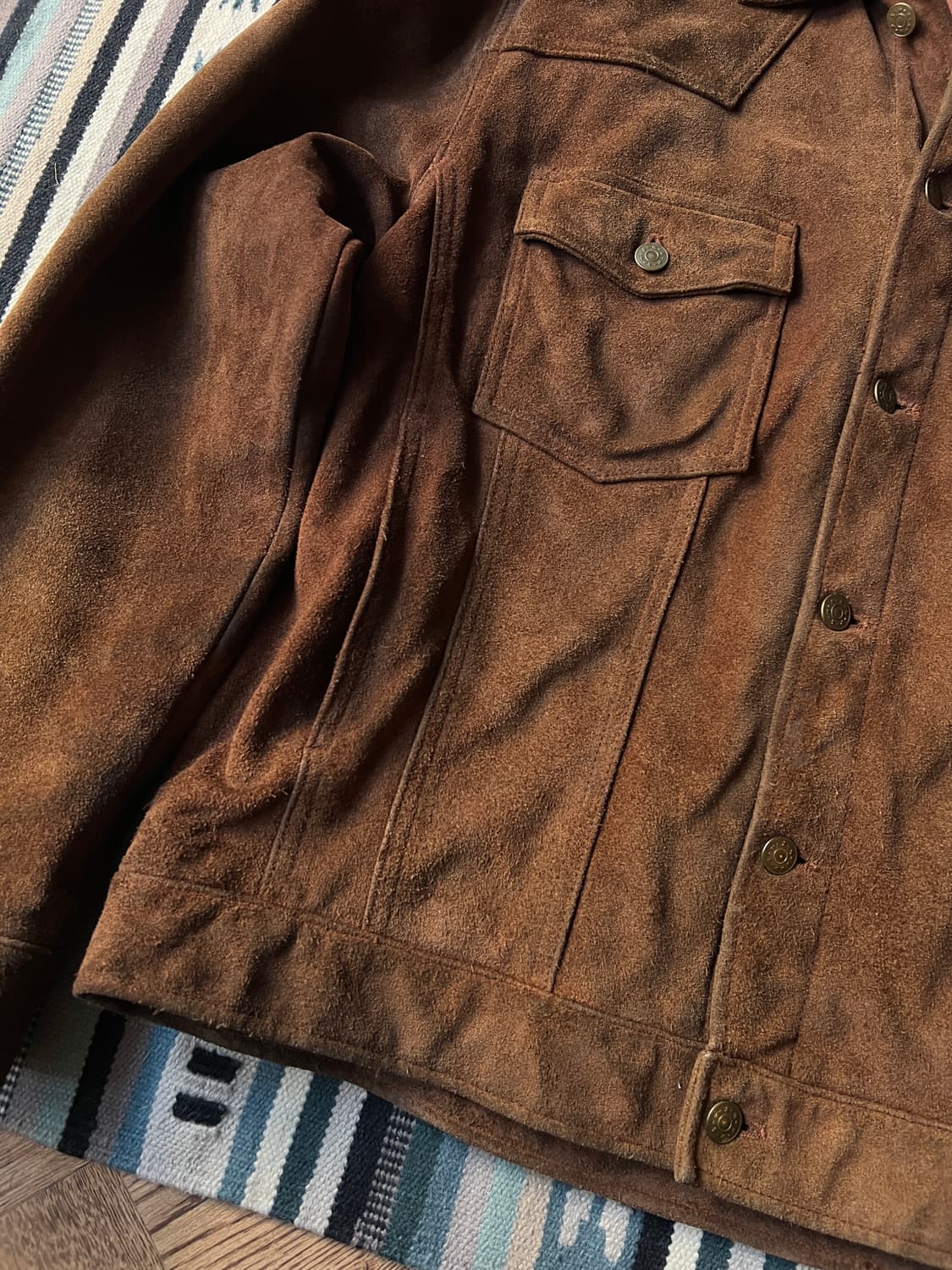 [XL]90's USA 빈티지 리얼 스웨이드 트러커 자켓 상품이미지4