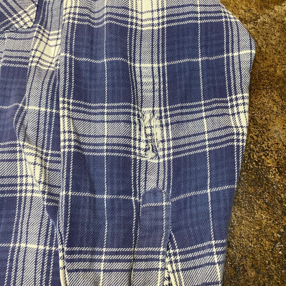 빈티지 에이징 데미지 체크 남방 상품이미지3