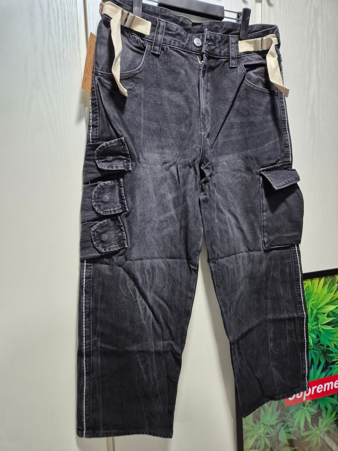 (타임세일)(새상품)트루릴리젼 블랙 워싱 카고 데님 팬츠L 상품이미지8