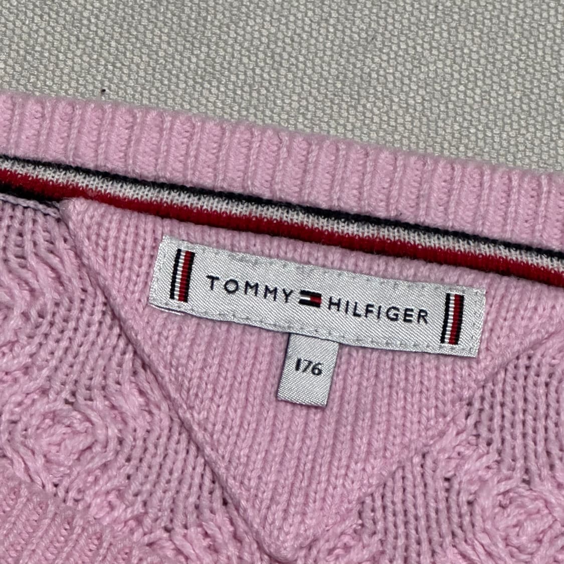 176 타미힐피거 여성용 핑크 케이블 가디건 상품이미지4