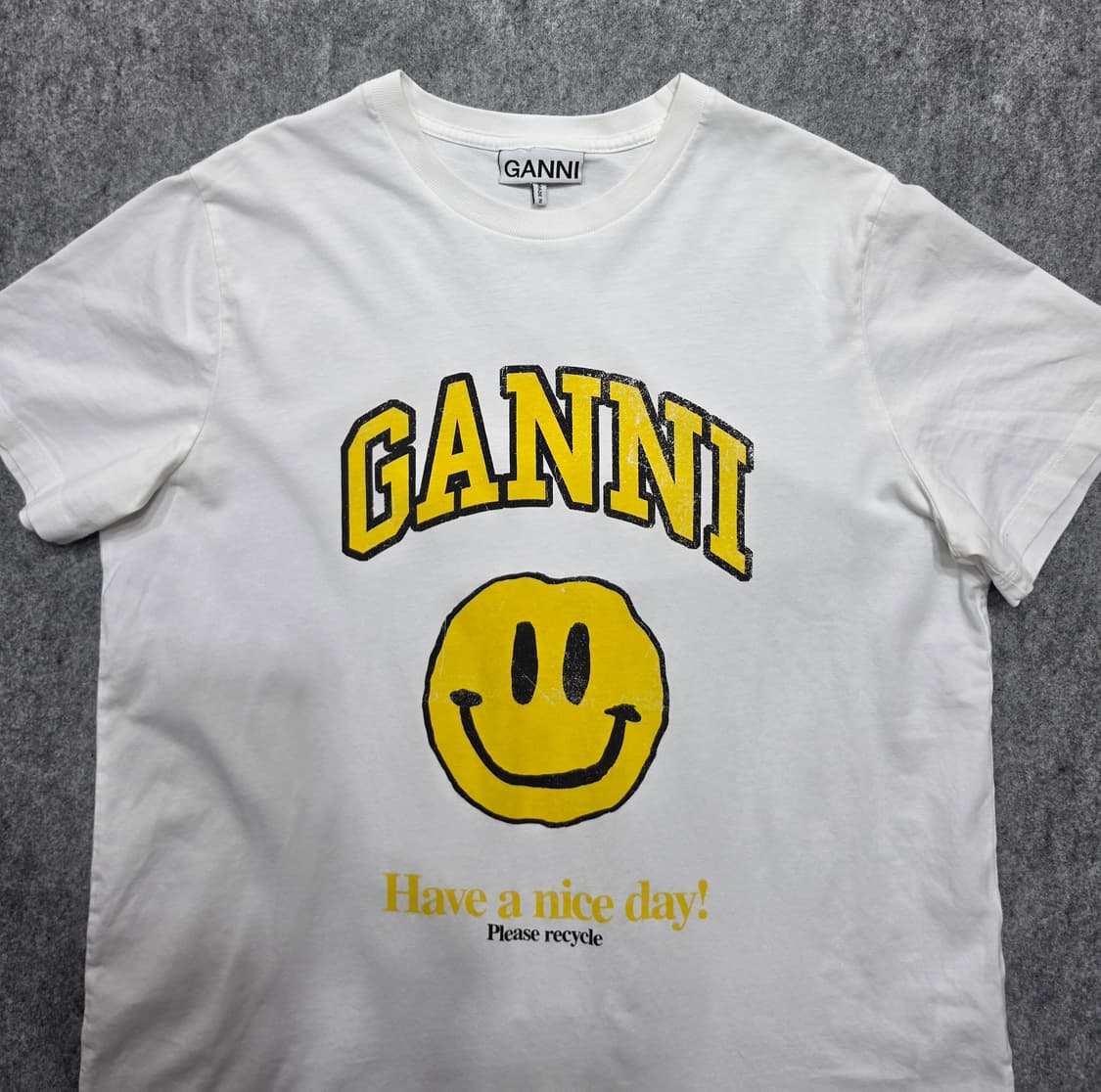 가니 Ganni 스마일 Have A Nice Day 프린트 반팔티 M 상품이미지3