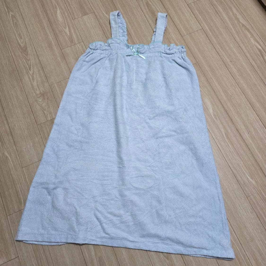 일본빈티지)샤워 목욕 리본셔링밴딩 코튼 로맨틱 홈잠옷 타올가운원피스 상품이미지1