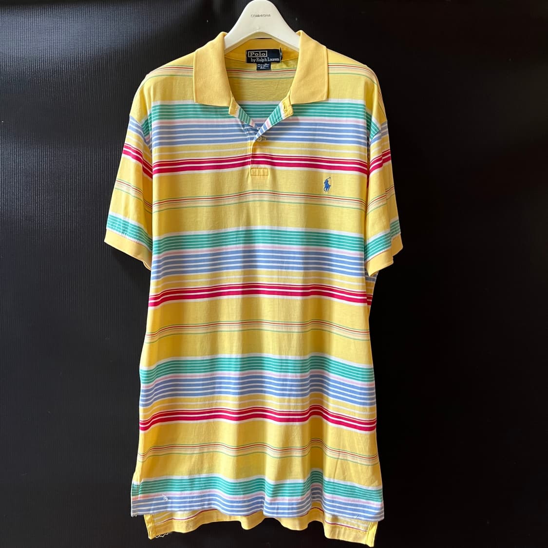 L) 90s 폴로 랄프로렌 피마코튼 페루 생산 피퀘 셔츠 상품이미지1