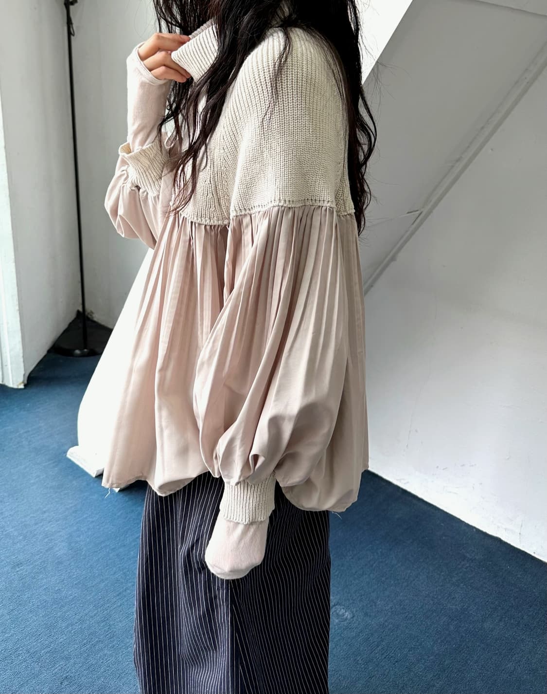 Panel design rib knit top 상품이미지1