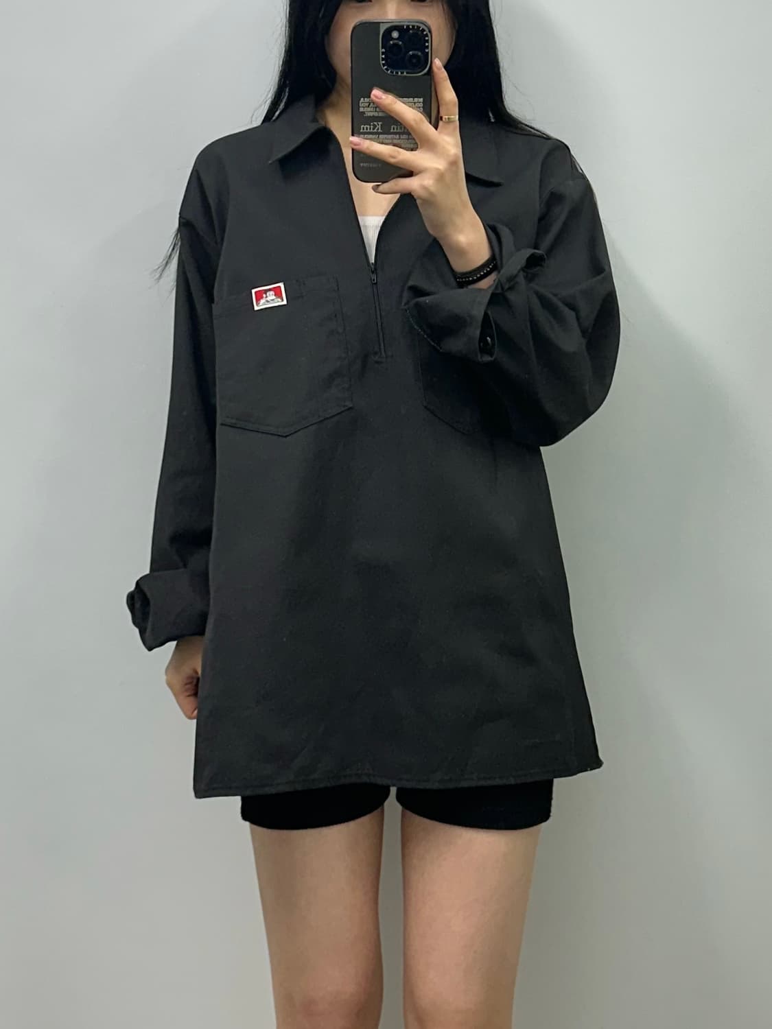 벤데이비스 블랙 반집업 카라 셔츠 상품이미지1