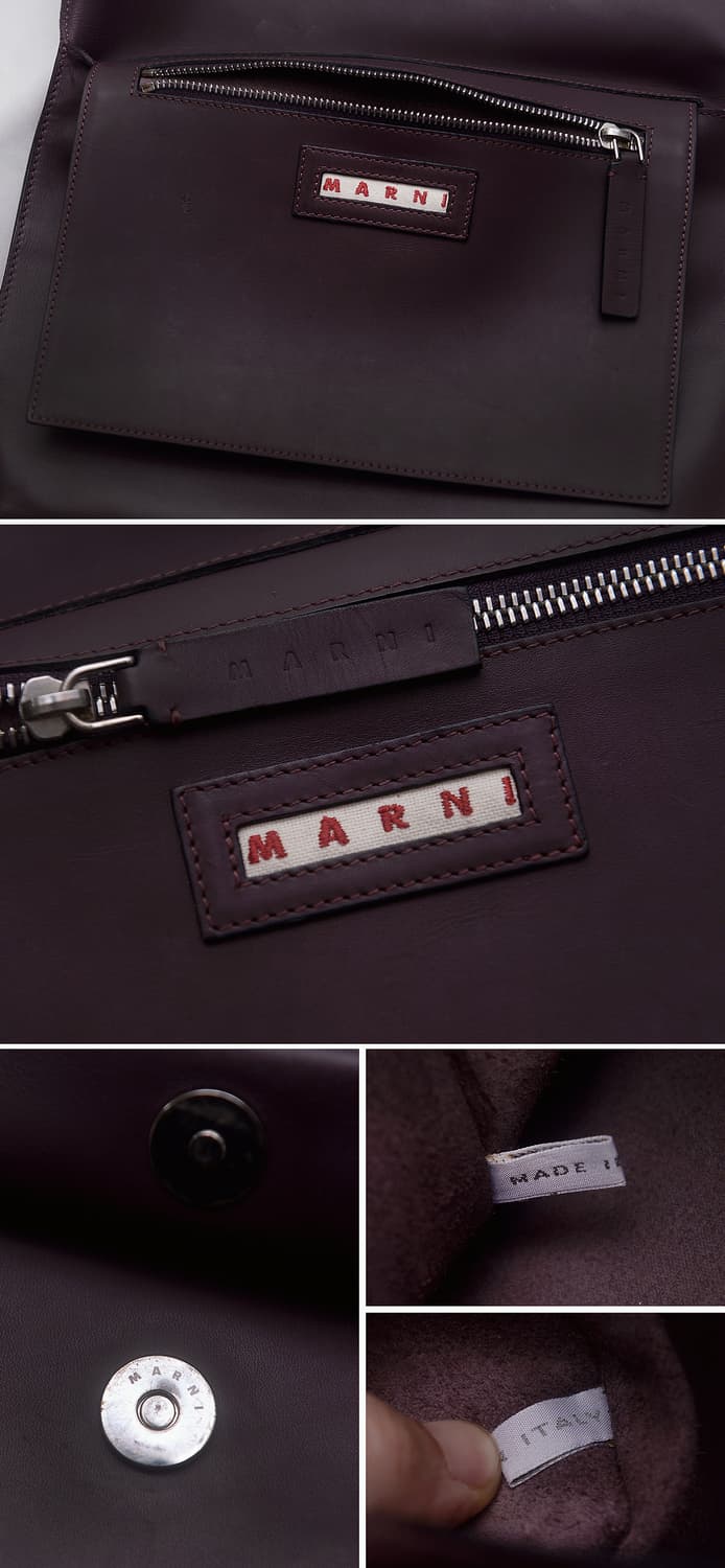 마르니 (MARNI) 버건디 나파레더 카프스킨 플랩 클러치백 상품이미지10