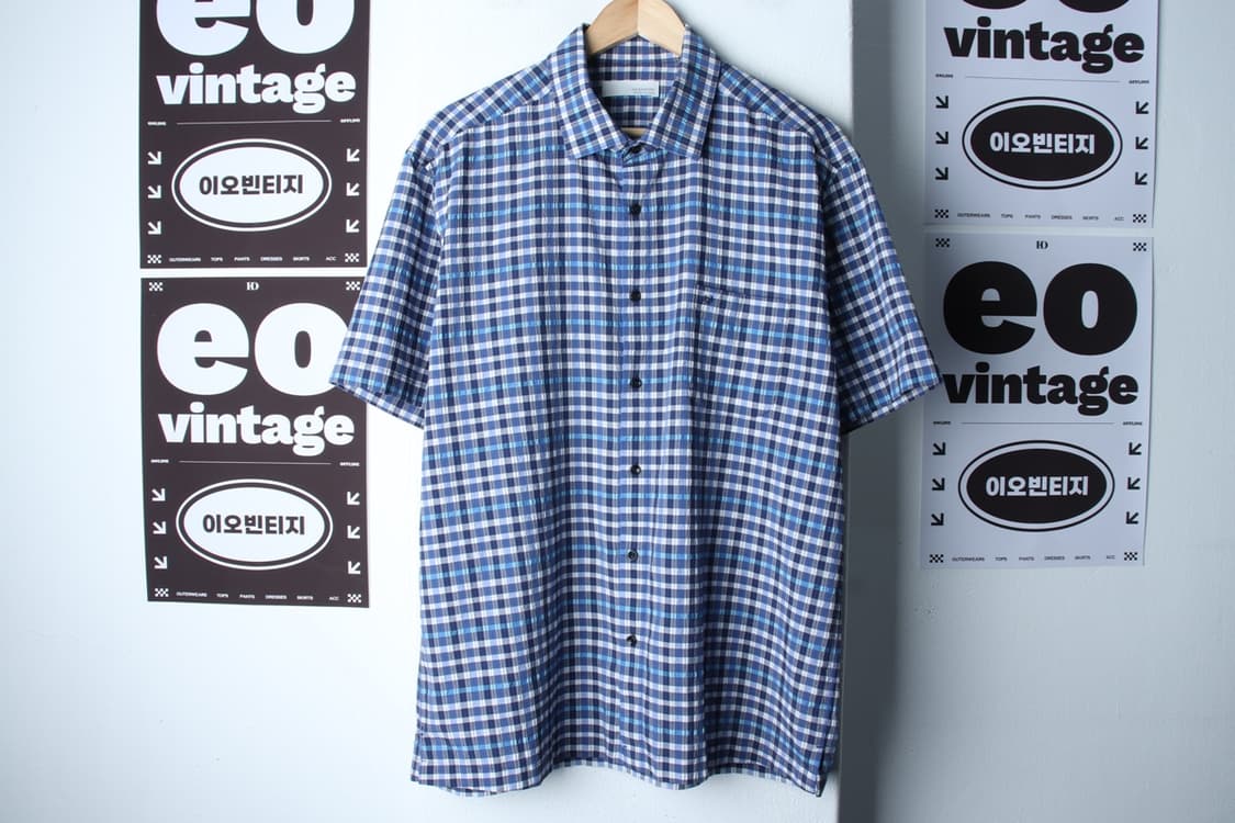 (2XL) 에르본 반팔 카라 티셔츠 셔츠 남방 빅사이즈 체크-H32209 상품이미지2