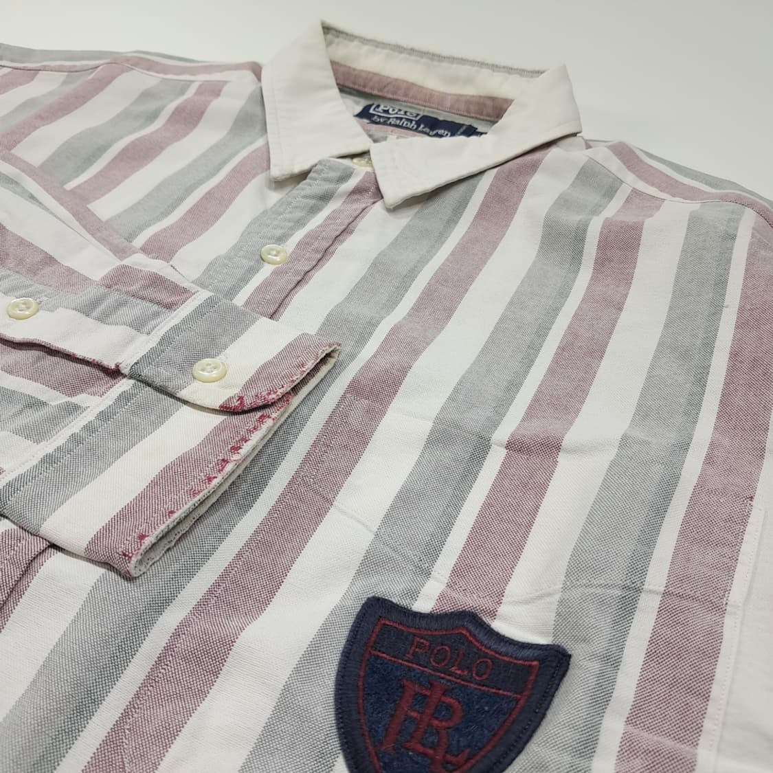 CL604 L 폴로 90s 싱가포르판 올드스쿨 스트라이프 엠블럼 셔츠 상품이미지4