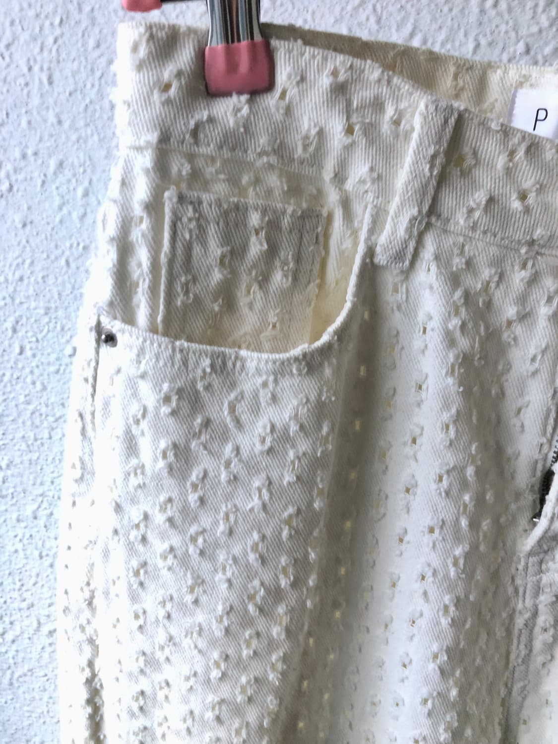 펑처 아이보리 와이드 팬츠  상품이미지1