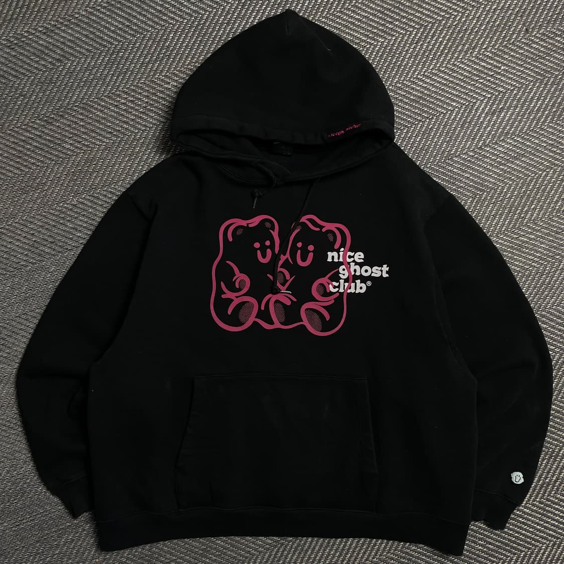 나이스고스트클럽 구미 베어&로고 박시핏 후드 집업 블랙y 5351 상품이미지2