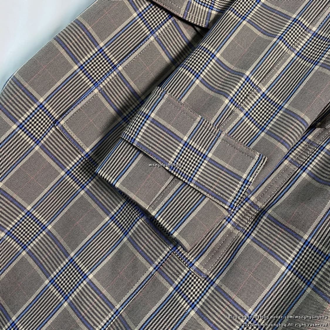 솔리드옴므 블루 체크 트렌치코트 베이지 48 (새상품급) 상품이미지5