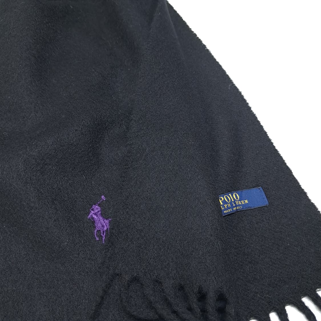 MX398 폴로 랄프 로렌 블랙 & 퍼플 포니 프린지 머플러 상품이미지6