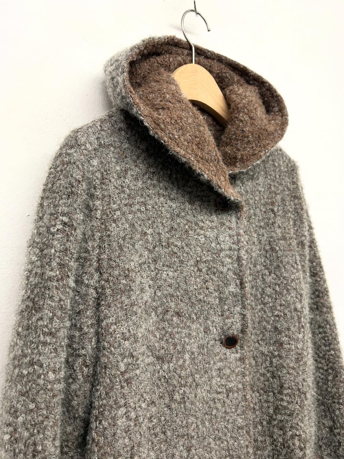 (JPN) Lapis Lazul 후드 롱 코트 브라운 배색 상품이미지2