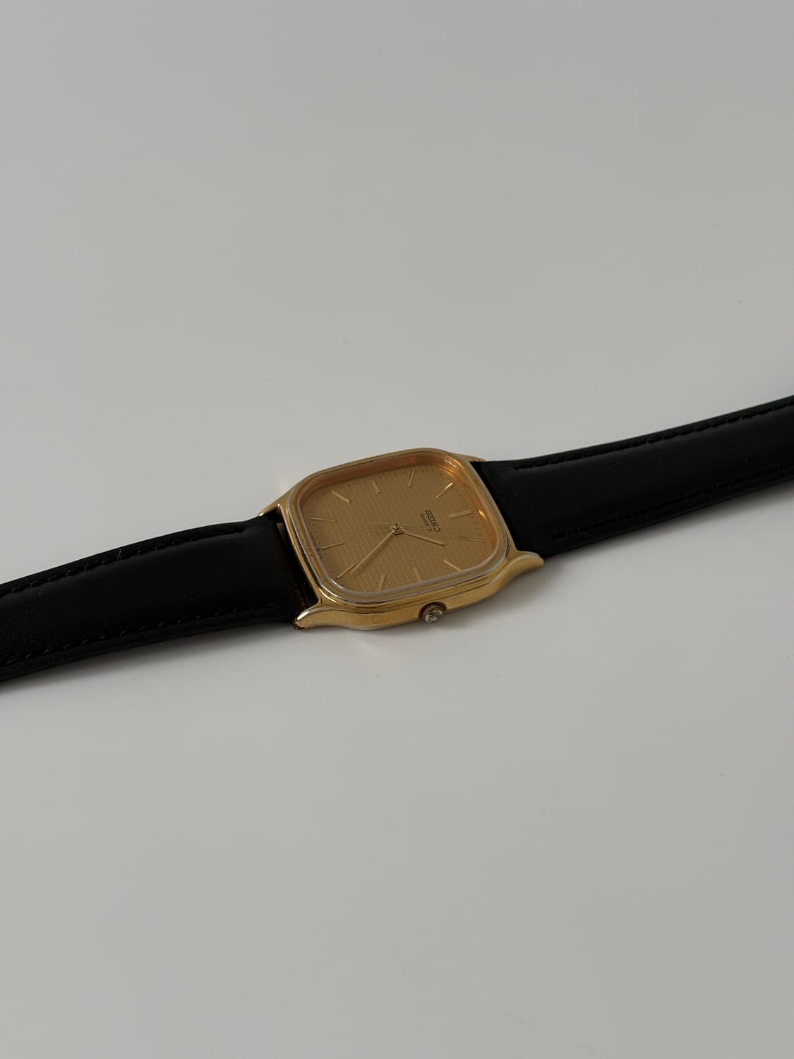 세이코 1980년대 Chariot 골드 텍스처 다이얼 스퀘어 쿼츠 남성 상품이미지5