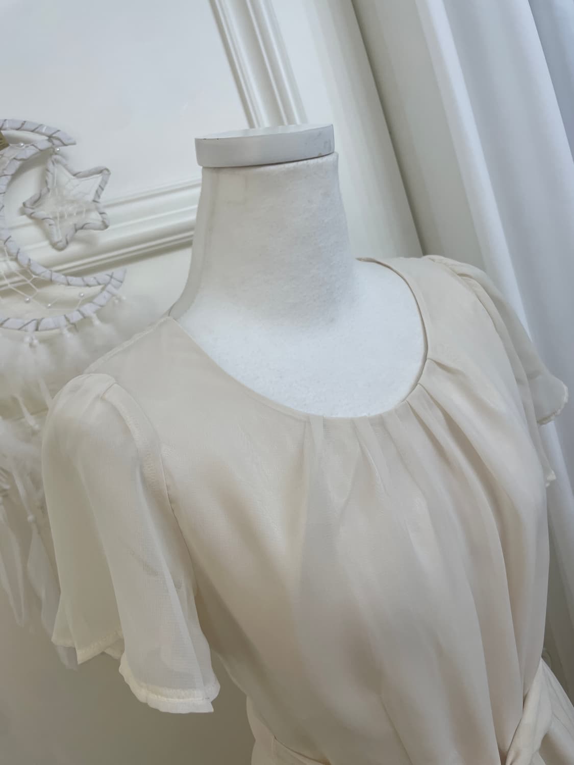 cream beige belt point chiffon opc 상품이미지8