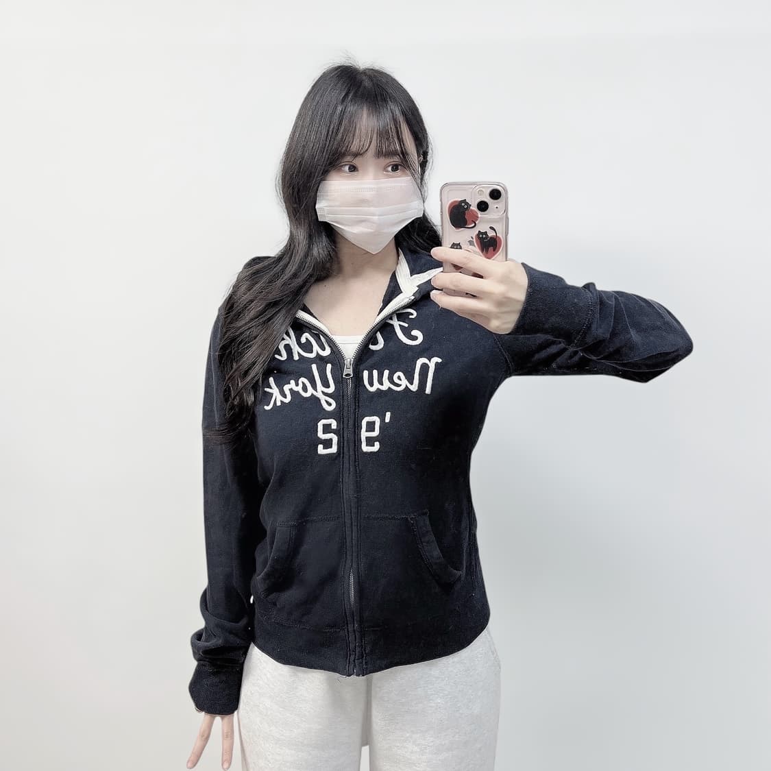 아베크롬비 피치 로고 후드집업 네이비 상품이미지1