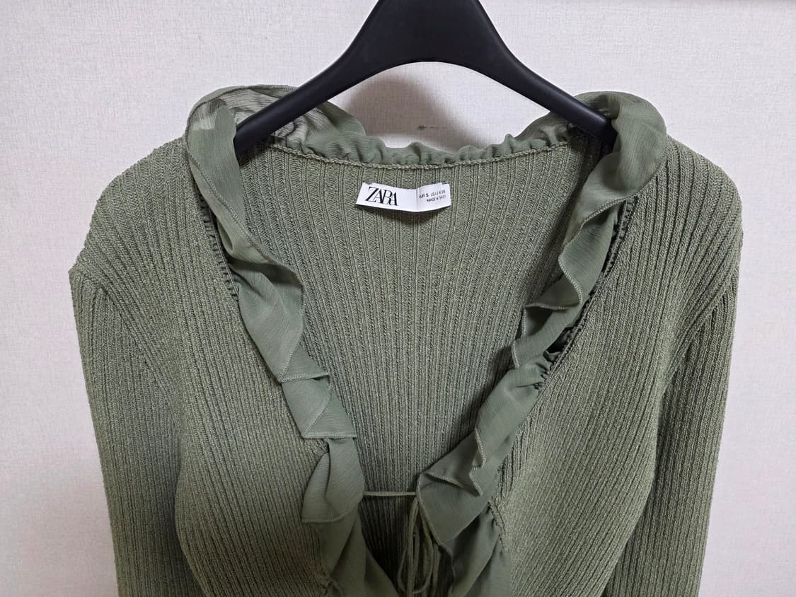자라 골지 프릴 리본묶음 크롭 볼레로 가디건 S
 상품이미지5