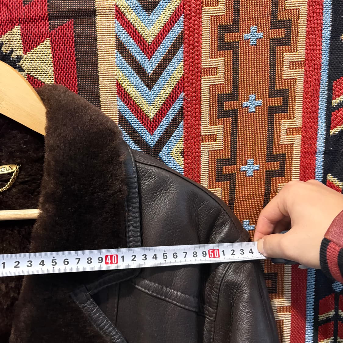 빈티지 양가죽,양털 100% 천연가죽 롱 무스탕 상품이미지7