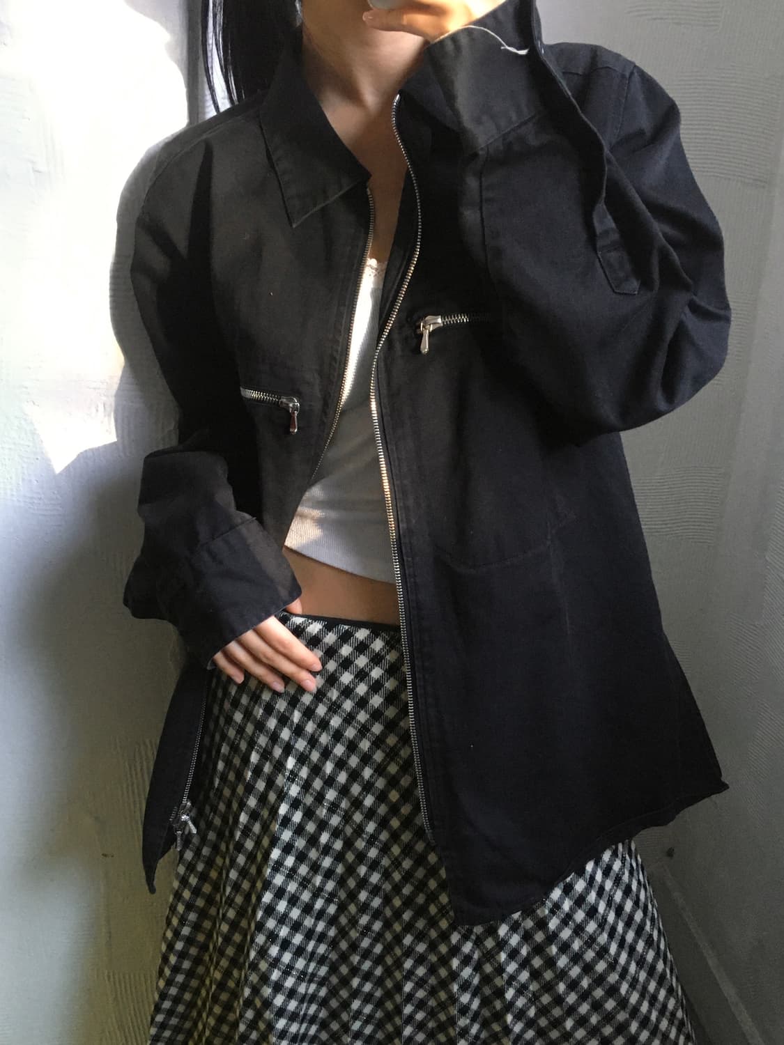 Agnes B 아네스베 90s 블랙 셔츠 집업 자켓 상품이미지10