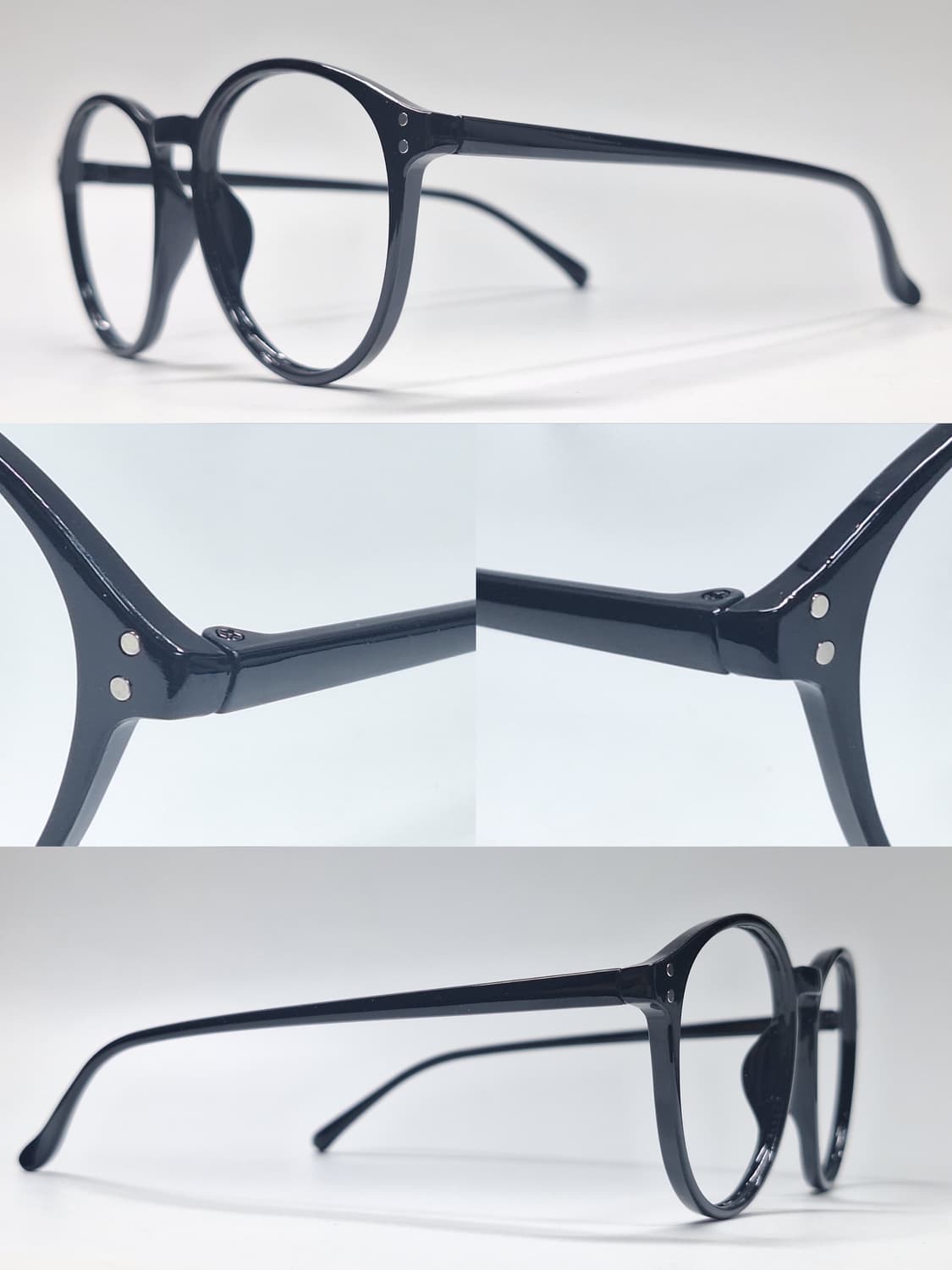 일본 빈티지 보스턴 블랙 슬림 뿔테 안경테 141mm 리벳 y2k 클래식 상품이미지6