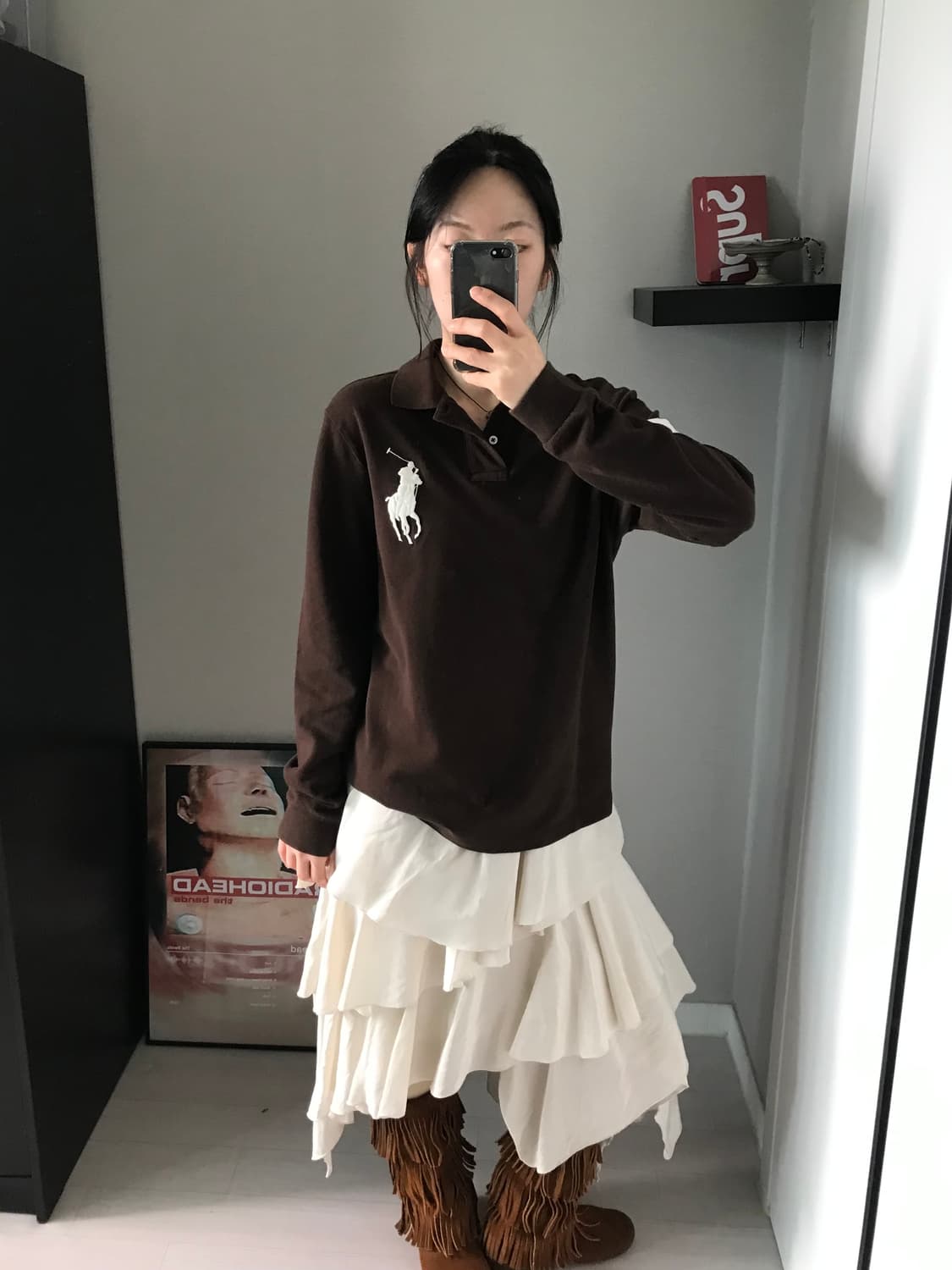 대장급 폴로 랄프로렌 빅포니로고 브라운 긴팔 카라티 상품이미지3